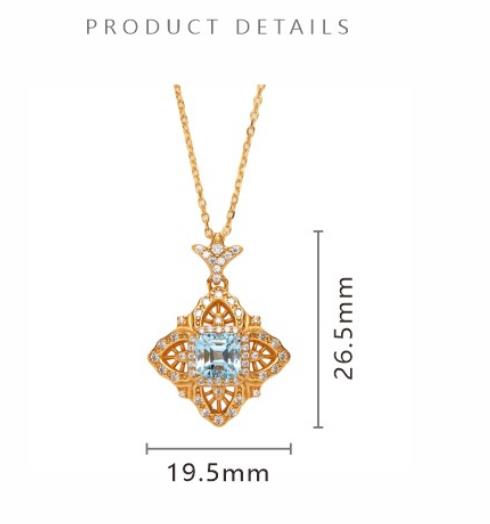 Vintage Court-Style Hollow S925 Sterling Silver Pendant Inlaid With Natural Topaz
